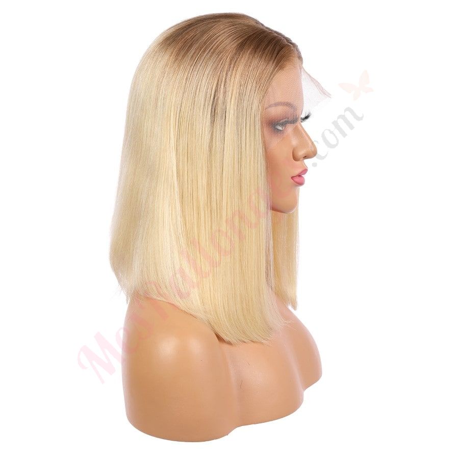 Ella - Perruque courte de cheveux humains Remy blond ombré 14 pouces Bob Wig