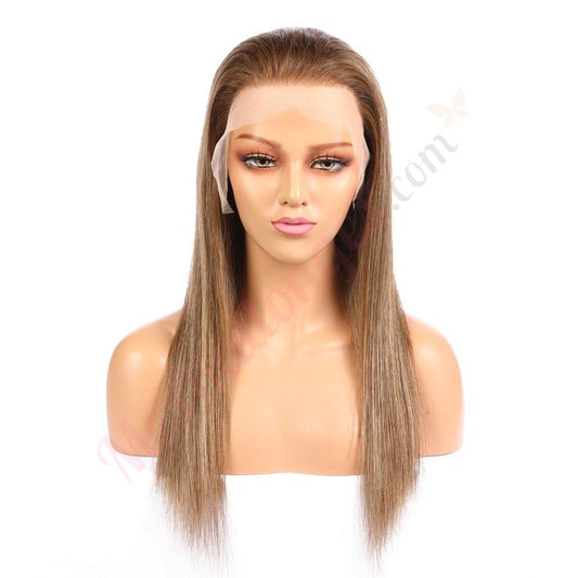 Harper - Perruque de cheveux humains Remy blonde longue à reflets 18 pouces
