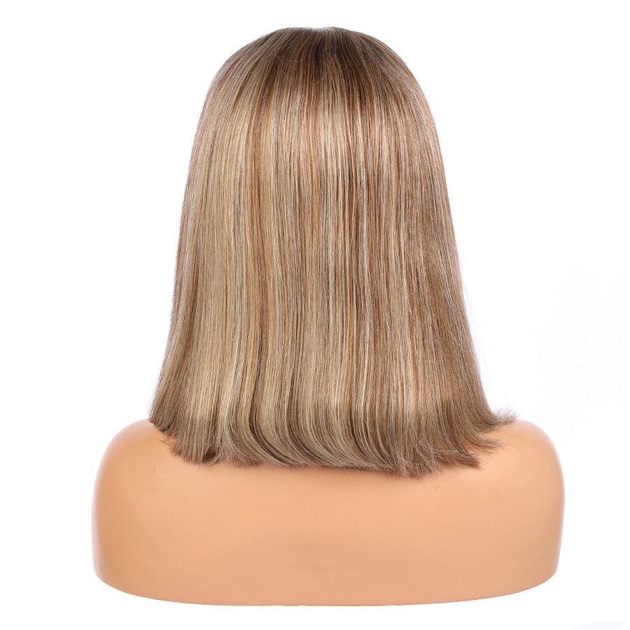 Zoey - Peluca de cabello humano Remy rubio ombré corto de 14 pulgadas con corte bob