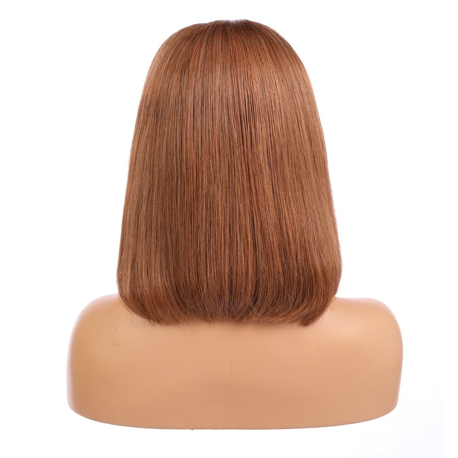 Bella - Peluca de cabello humano Remy de color castaño corto de 14 pulgadas y estilo bob