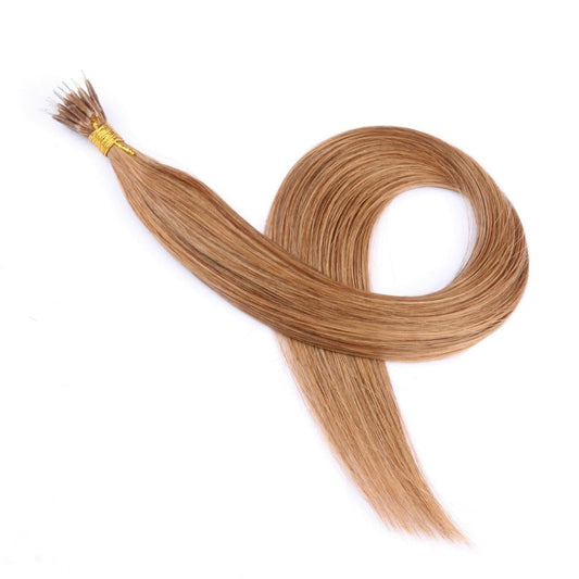 Light Brown Nano Rings Beads Hair Extensions, 20 grams, 100% Real Remy Human Hair