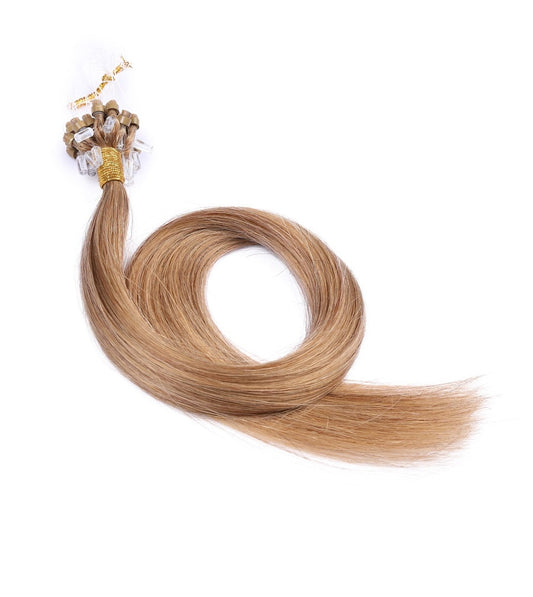Extensions de cheveux micro-boucles marron miel, 20 grammes, 100 % vrais cheveux humains Remy