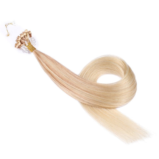 Ombre Light Blonde Micro Loop Beads Hair Extensions, 20 grams, 100% Real Remy Human Hair