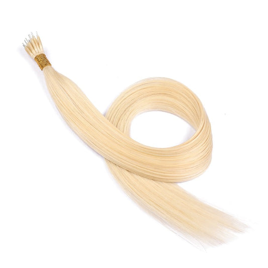 Extensions de cheveux blondes Nano Rings Perles, 20 grammes, 100 % vrais cheveux humains Remy