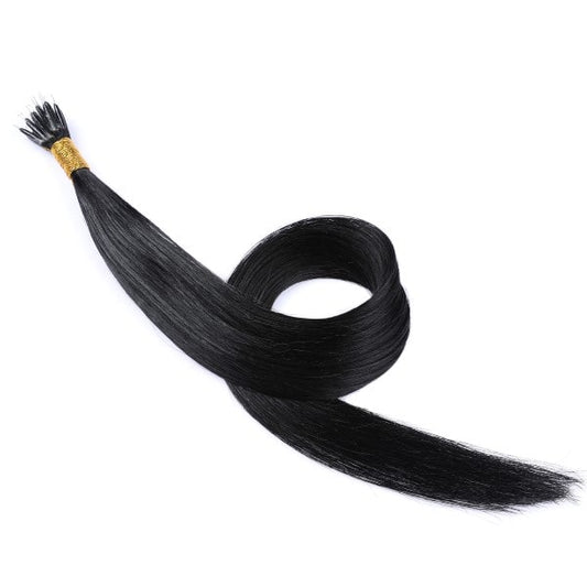 Jet Black Nano Rings Beads Hair Extensions, 20 grams, 100% Real Remy Human Hair