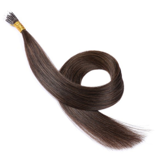 Dark Brown Nano Rings Beads Hair Extensions, 20 grams, 100% Real Remy Human Hair
