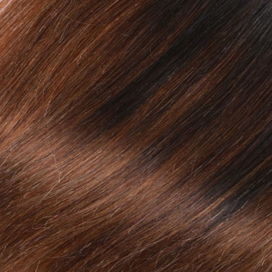 Extensiones con clip sin costuras en tono marrón ombré: cabello humano Remy 100 % real