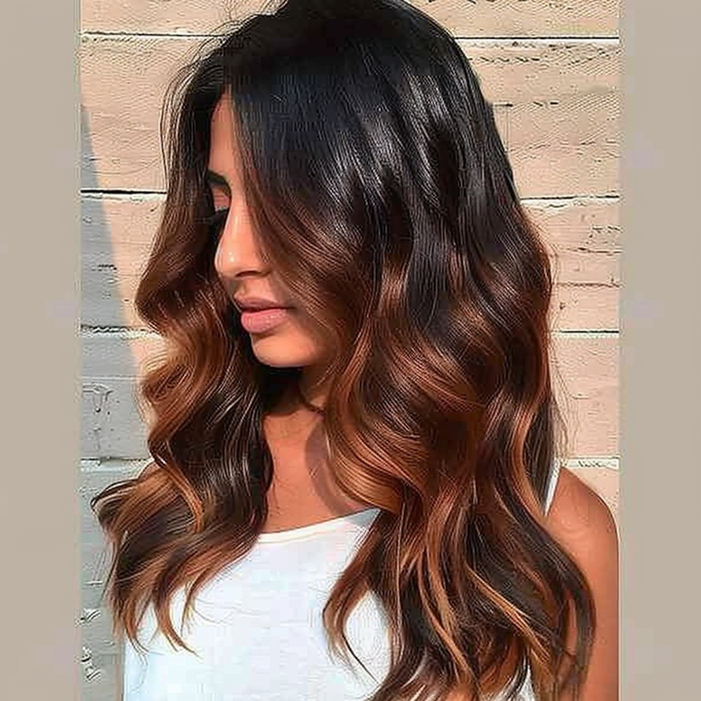 Extensiones con clip de una pieza voluminizadoras de color castaño oscuro ombré - Cabello humano 100 % Remy real