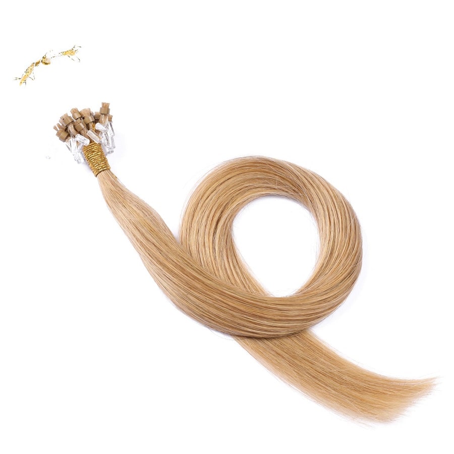 Extensions de cheveux en perles micro-boucles blond fraise, 20 grammes, 100 % vrais cheveux humains Remy