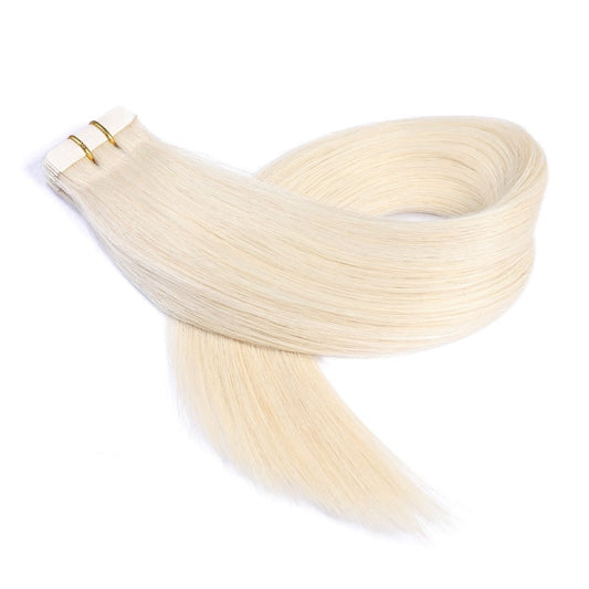 Extensions adhésives invisibles blond platine, 20 trames, 45 grammes, 100 % vrais cheveux humains Remy