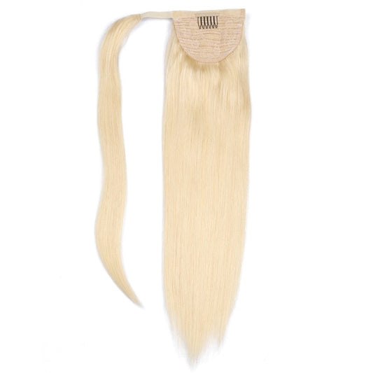 Extensions de cheveux queue de cheval blond décoloré - 100 % vrais cheveux humains Remy