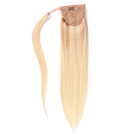 Extensions de cheveux queue de cheval blond clair ombré – 100 % vrais cheveux humains Remy