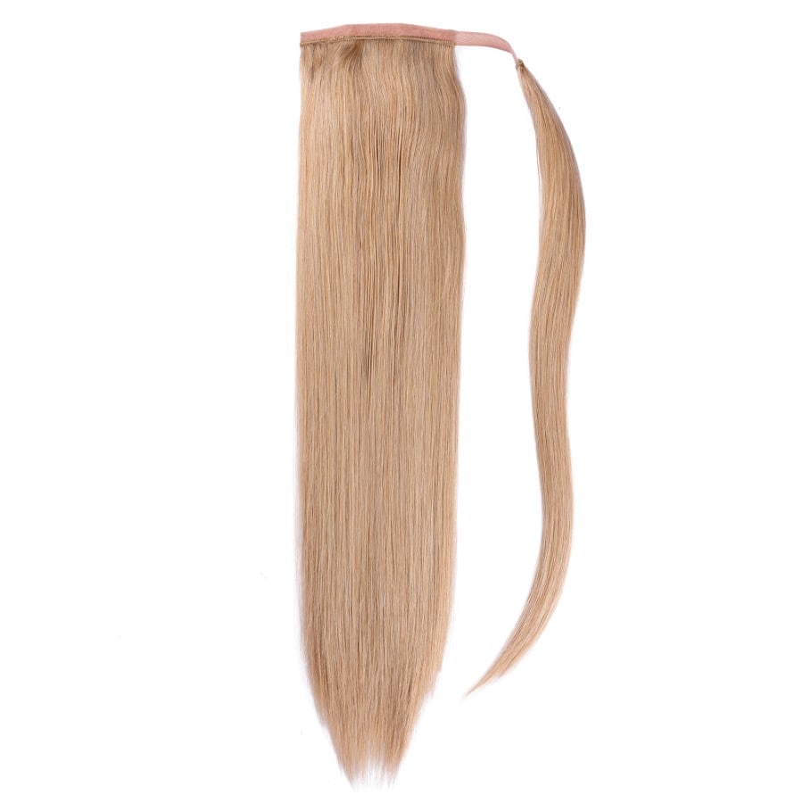 Extensions de cheveux queue de cheval blond fraise - 100 % vrais cheveux humains Remy