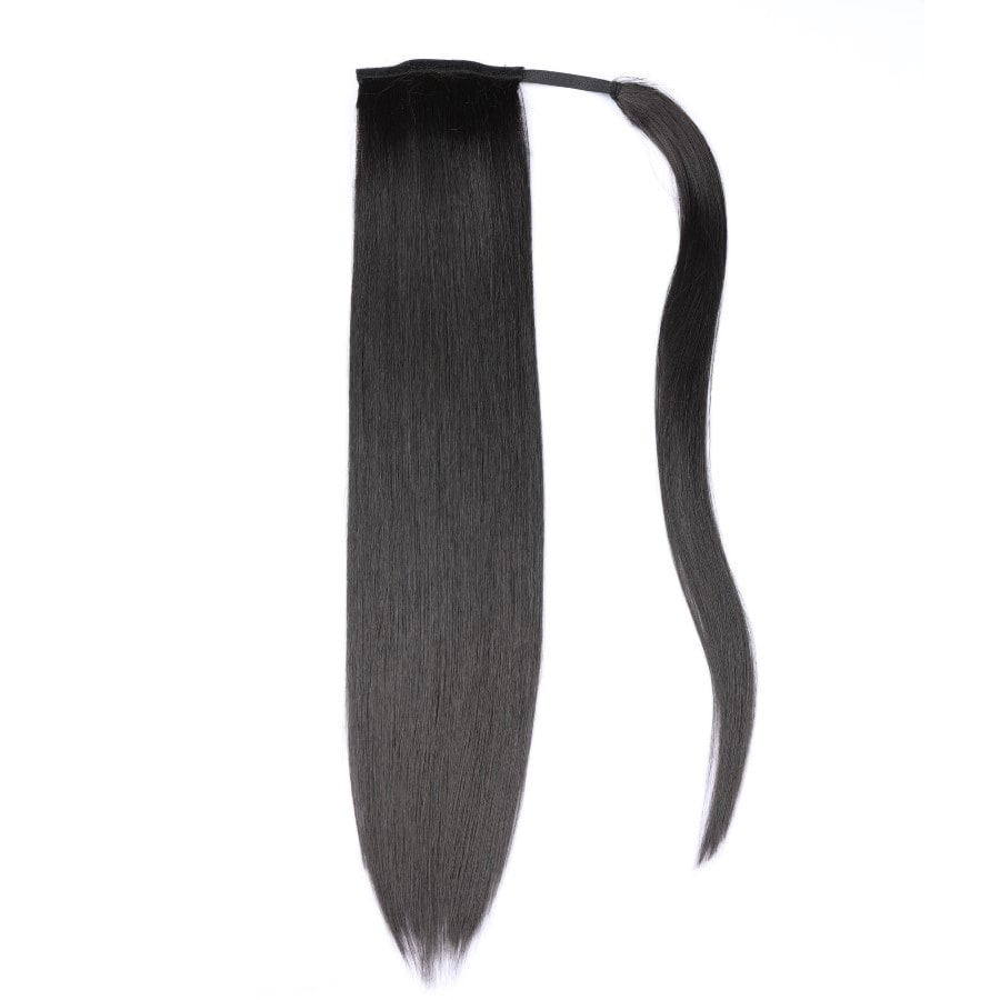 Extensions de cheveux queue de cheval noir/marron – 100 % vrais cheveux humains Remy.