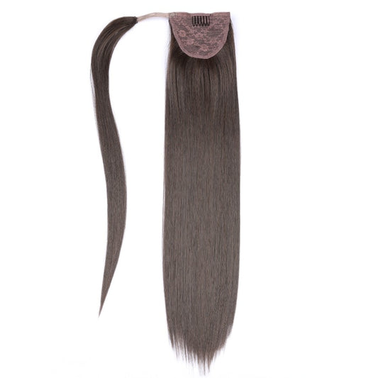Extensions de cheveux queue de cheval marron foncé - 100 % vrais cheveux humains Remy