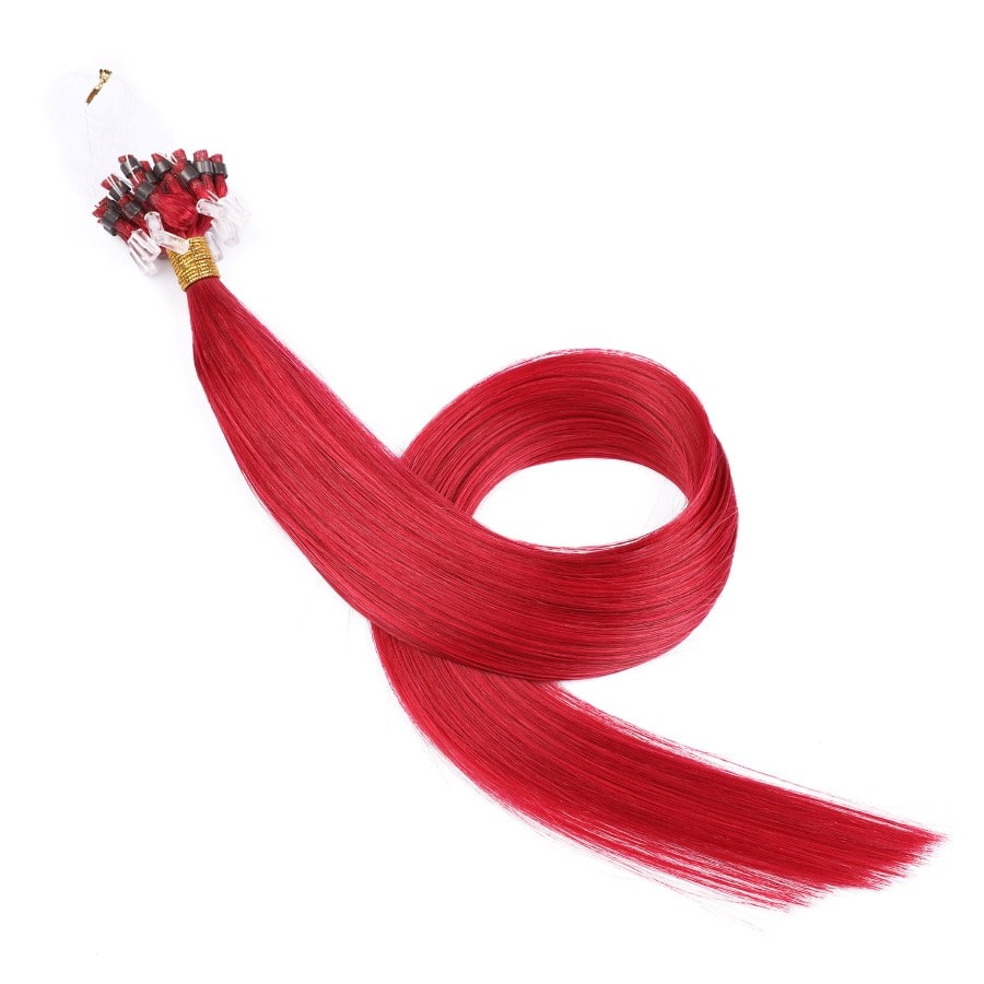 Extensions de cheveux en micro-boucles rouges, 20 grammes, 100 % vrais cheveux humains Remy
