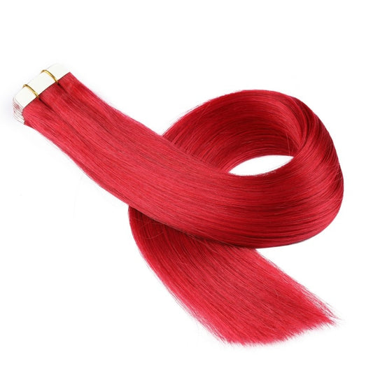 Extensions invisibles rouges à ruban adhésif, 20 trames, 45 grammes, 100 % vrais cheveux humains Remy