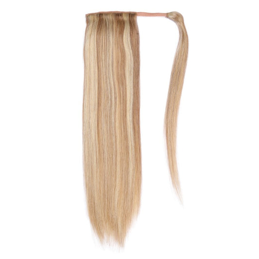 Extensions de cheveux queue de cheval marron miel et blond cendré – 100 % vrais cheveux humains Remy