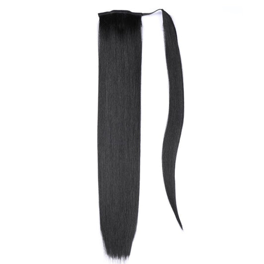 Extensions de cheveux queue de cheval noir de jais - 100 % vrais cheveux humains Remy