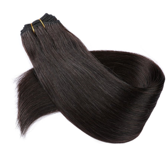 Extension de cheveux tissés à coudre noir/marron, 100 % vrais cheveux humains Remy