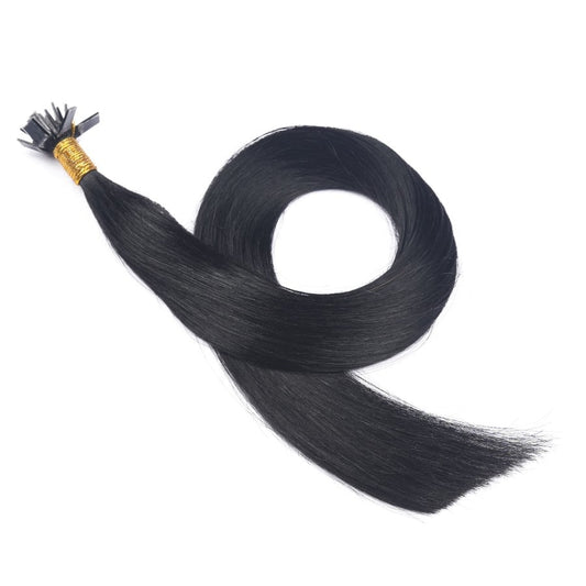 Jet Black Fusion Prebonded Keratin Tip Extensions, 20 grams, 100% Real Remy Human Hair