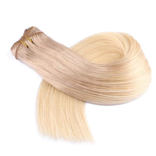 Extension de cheveux tissés à coudre blond cendré ombré, 100 % vrais cheveux humains Remy