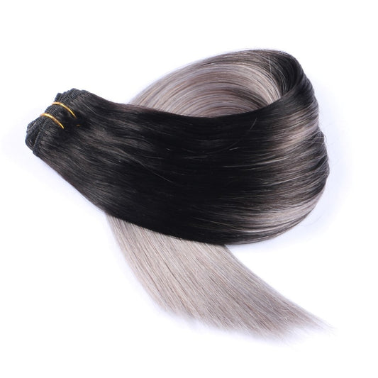 Ombre Gray Sew In Weave Hair Extension, 100% Real Remy Human Hair