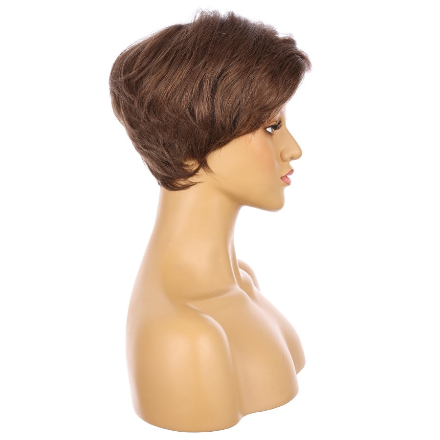 10" Chestnut Brown Short Wig 10 inch Remy Human Hair with bang # 14-1