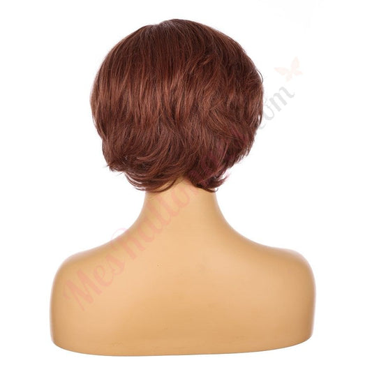 10" Auburn Short Wig 10 inch Remy Human Hair with bang # 7-3