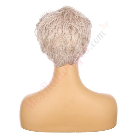 Perruque courte blond cendré clair de 10 pouces, cheveux humains Remy de 10 pouces #2-2