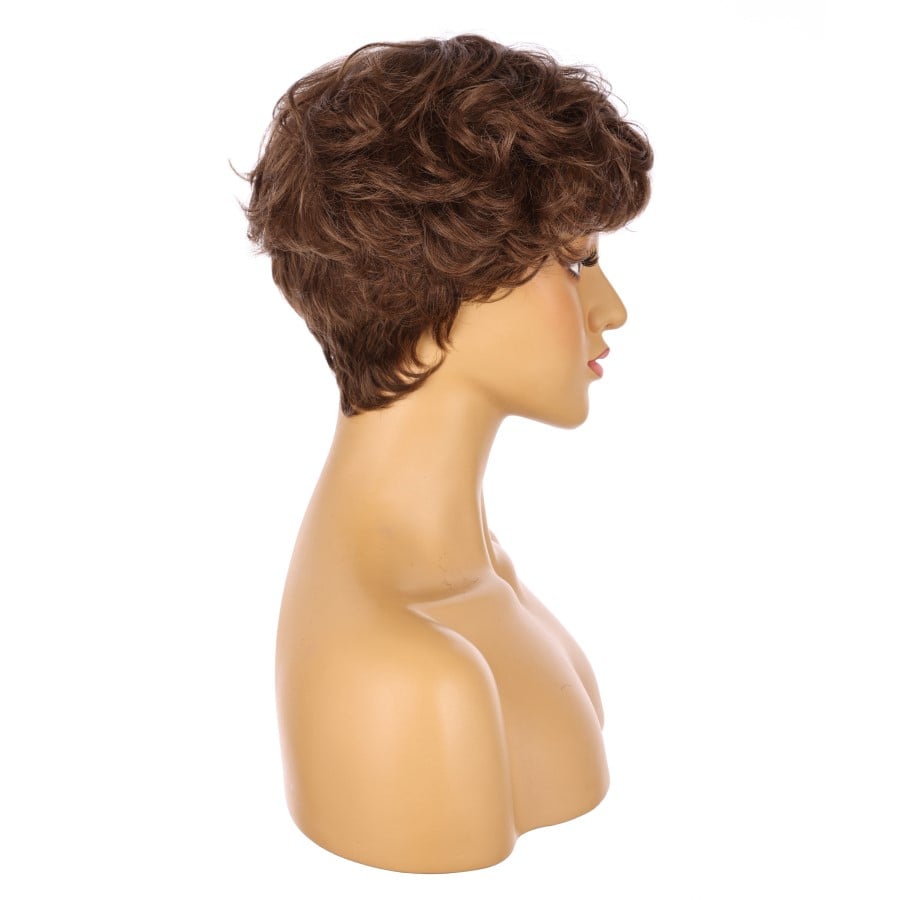 10" Chocolate Brown Short Wig 10 inch Remy Human Hair with bang # 15-1