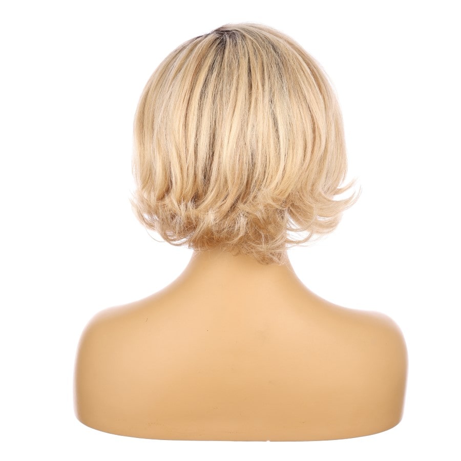 12" Beige and Honey Blonde Short Wig 12 inch Remy Human Hair with bang # 12-1-12inch