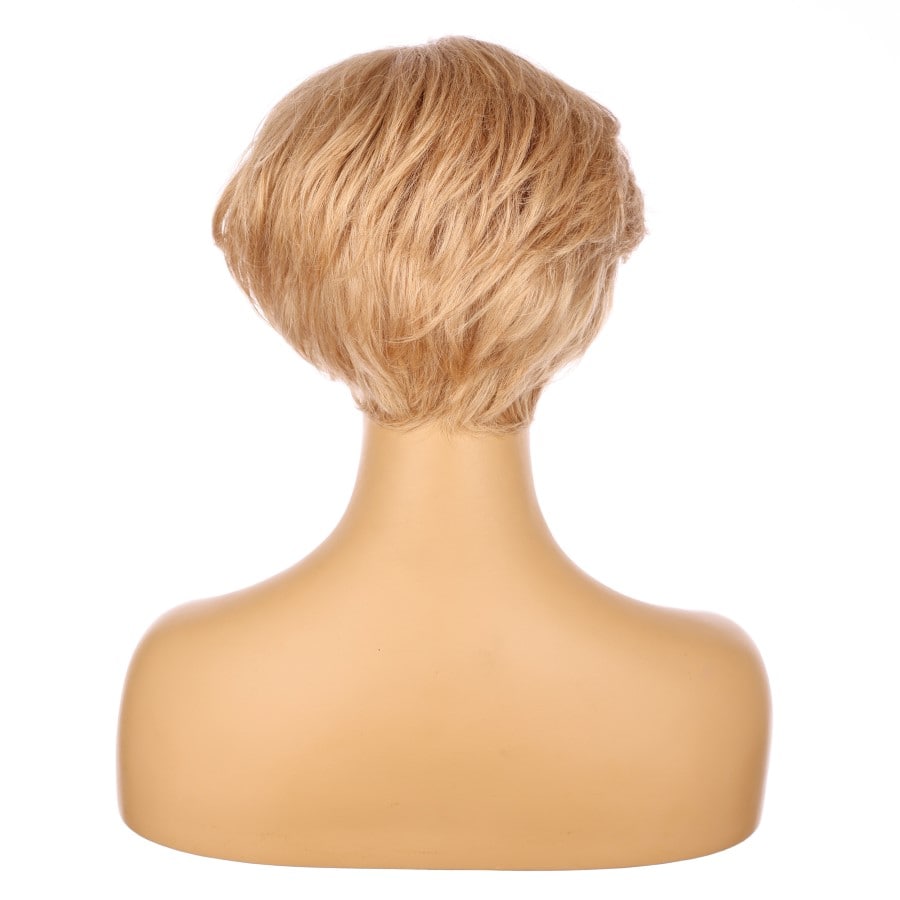 Perruque courte blonde fraise de 10 pouces, cheveux humains Remy de 10 pouces # 12-3