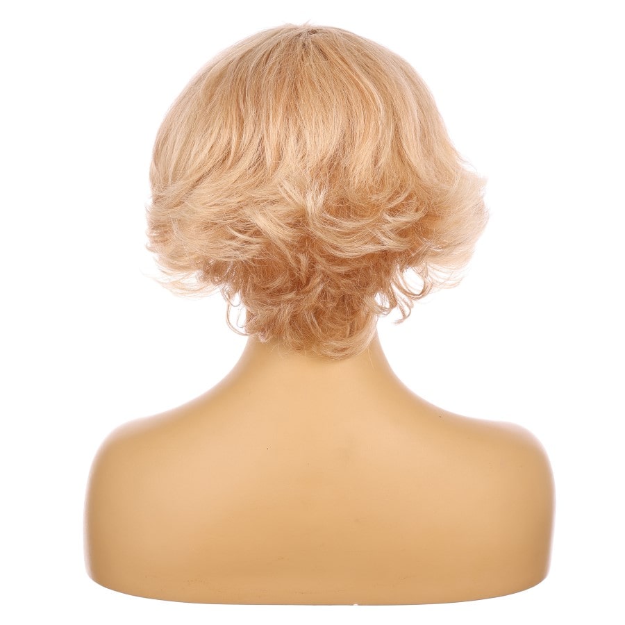 Peluca corta rubia beige de 10 pulgadas, cabello humano Remy de 10 pulgadas con flequillo, n.° TD-043