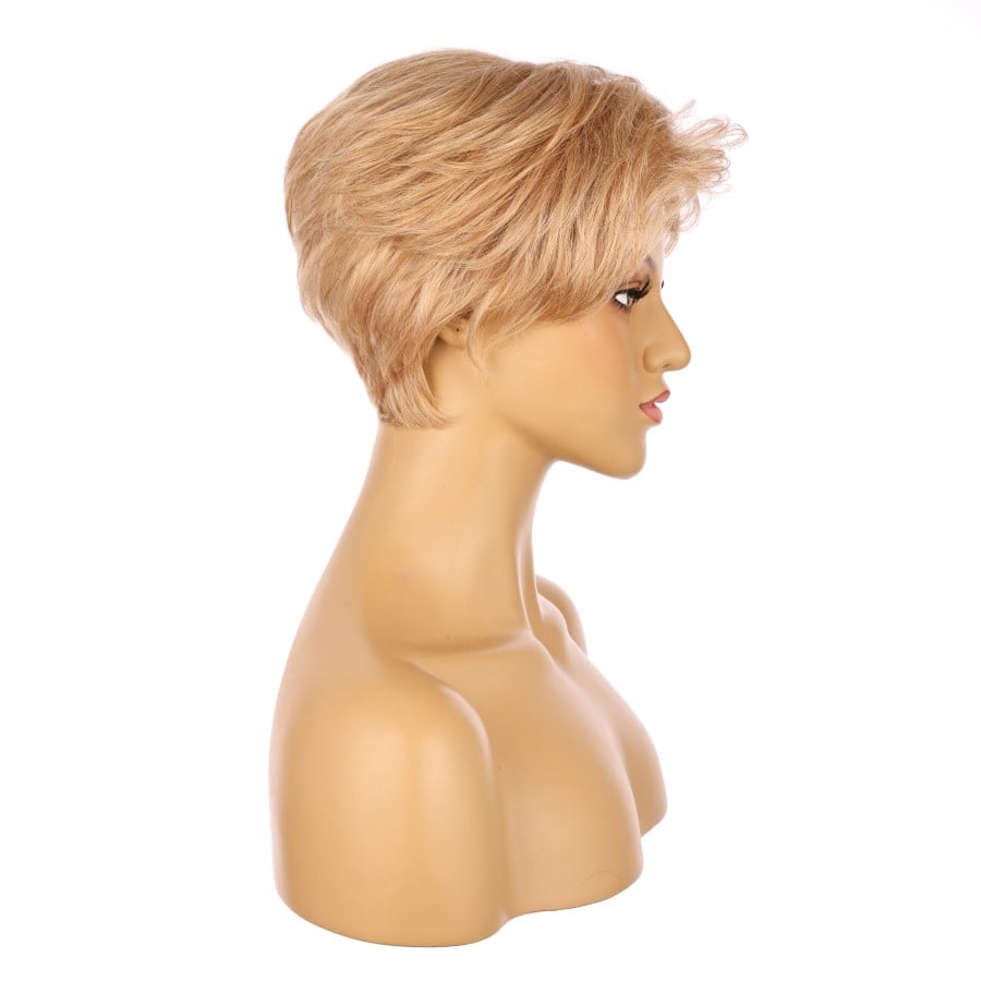 Perruque courte blonde fraise de 10 pouces, cheveux humains Remy de 10 pouces # 12-3