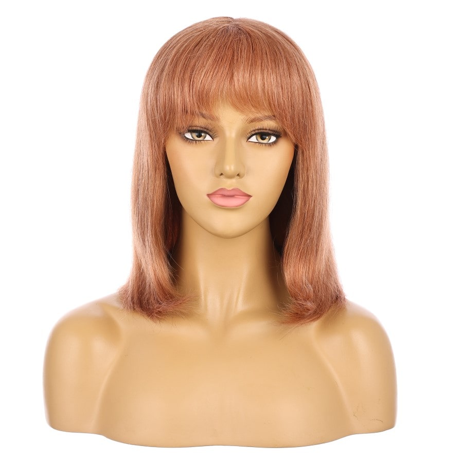 12" Copper Blonde Short Wig 12 inch Remy Human Hair with bang # 16-3-12inch