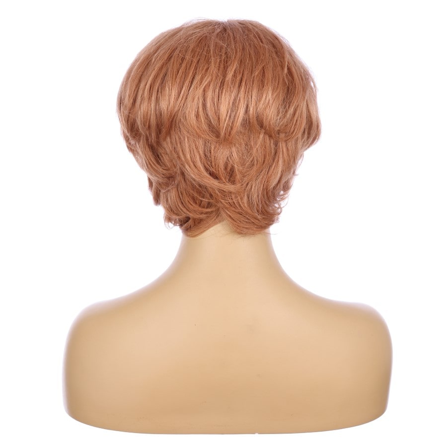 Peluca corta de oro rosa de 10 pulgadas, cabello humano Remy de 10 pulgadas con flequillo n.° 7-2