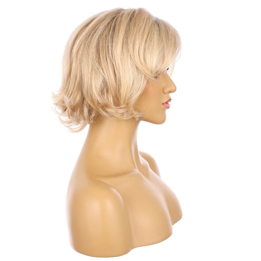 12" Beige and Honey Blonde Short Wig 12 inch Remy Human Hair with bang # 12-1-12inch