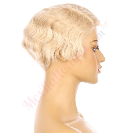 Perruque courte blonde naturelle claire de 10 pouces, cheveux humains Remy de 10 pouces # TD-064-14
