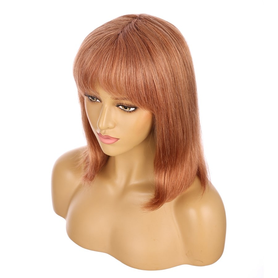 12" Copper Blonde Short Wig 12 inch Remy Human Hair with bang # 16-3-12inch