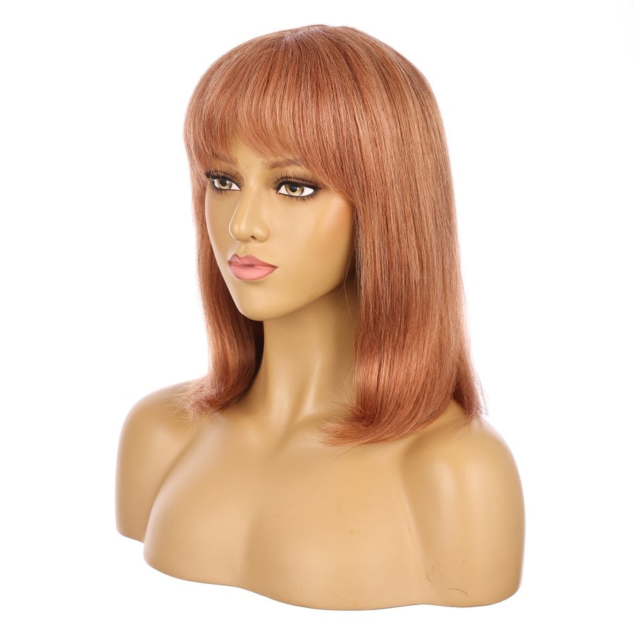 12" Copper Blonde Short Wig 12 inch Remy Human Hair with bang # 16-3-12inch