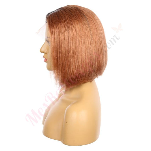 10" #1bt/33-bobo - Perruque de cheveux humains Remy couleur courte #1bt/33-bobo 10 pouces Auburn foncé