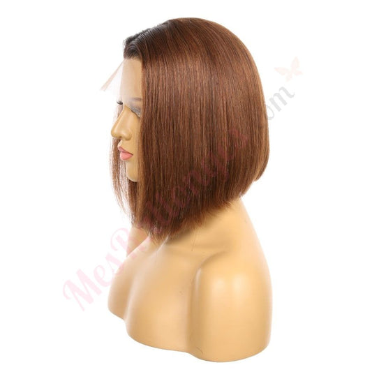 10" #1bt/30 bob Ombre Reddish Brown Remy Human Hair Short Wig 10inch, Square Cut Bob