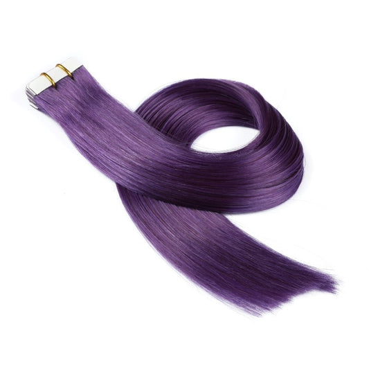 Extensions adhésives invisibles violettes, 20 trames, 45 grammes, 100 % vrais cheveux humains Remy