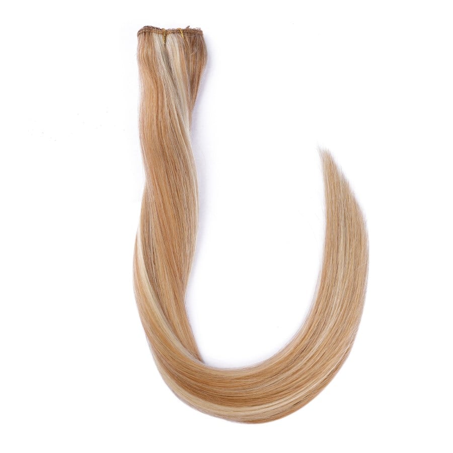 Blond fraise et blond décoloré - Trame à clipser 1 pièce volumisante - 100 % vrais cheveux humains Remy