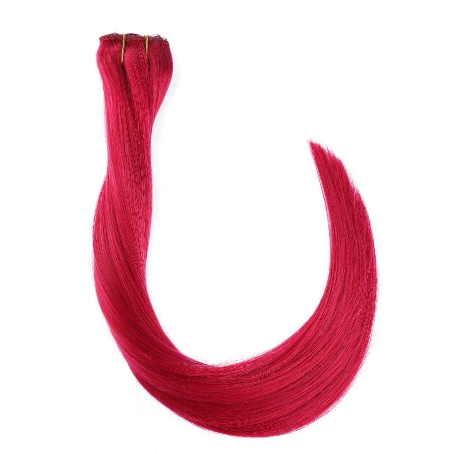 Trame à clipser 1 pièce volumatrice rouge - 100 % vrais cheveux humains Remy