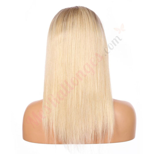 12" 12T613 - Couleur courte #12T613 Perruque de cheveux humains Remy 12 pouces Brun miel / Blond décoloré