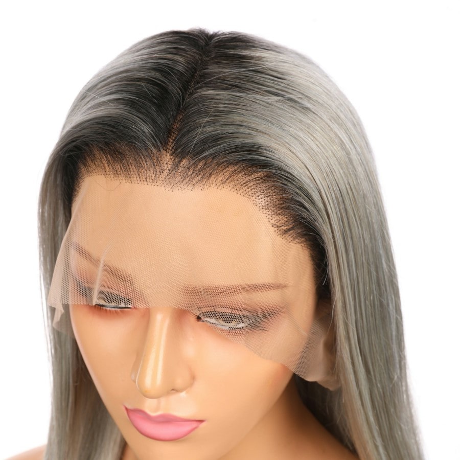 12" #1b/Gray - Short Color #1b/Gray Remy Human Hair Wig 12 inches Black/Gray