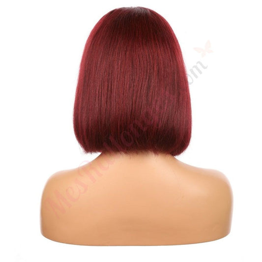 12" #1bt/99j-bobo - Perruque de cheveux humains Remy couleur courte #1bt/99j 12 pouces bordeaux