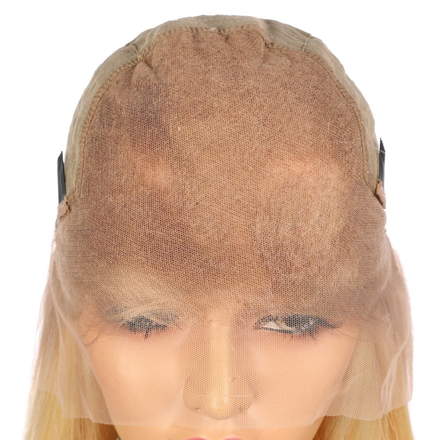 16" 12T613 - Short Color #12T613 Remy Human Hair Wig 16 inches Honey Brown / Bleach Blonde